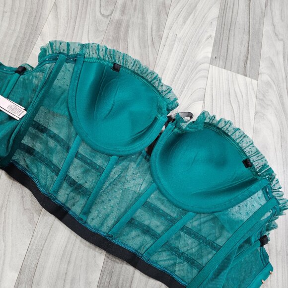 Victoria's Secret VS DREAM ANGELS Green Strapless Dotted Mesh Corset Top, 32DD - Picture 10 of 11